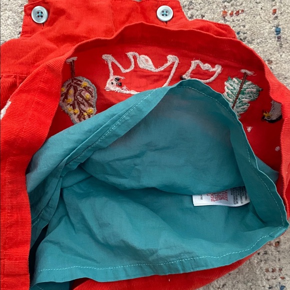 Mini Boden baby holiday winter Red dress w/ embroidered animals size 3-6 months - Picture 7 of 7